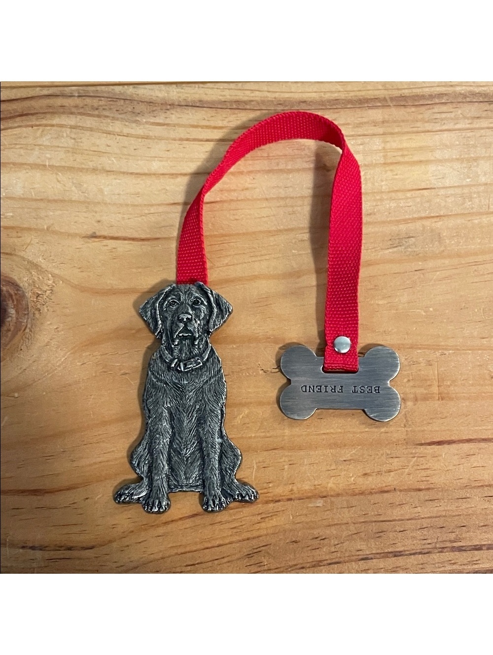 Red Ribbon Pewter Dog Bookmark - Best Friend Bone Tag